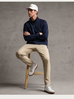 RHONE Commuter Pant Slim Men's Khaki Chinos in Beige